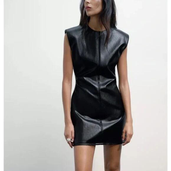 NWT ZARA Faux Leather Mini Dress - Picture 7 of 10